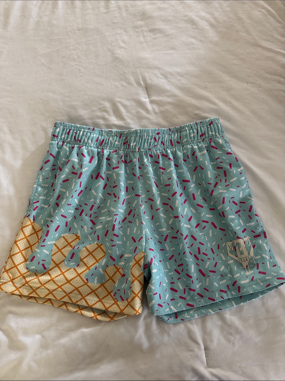 Men's Athletic Ice Cream Print Shorts - Blue & Pink - Picture 2 of 9